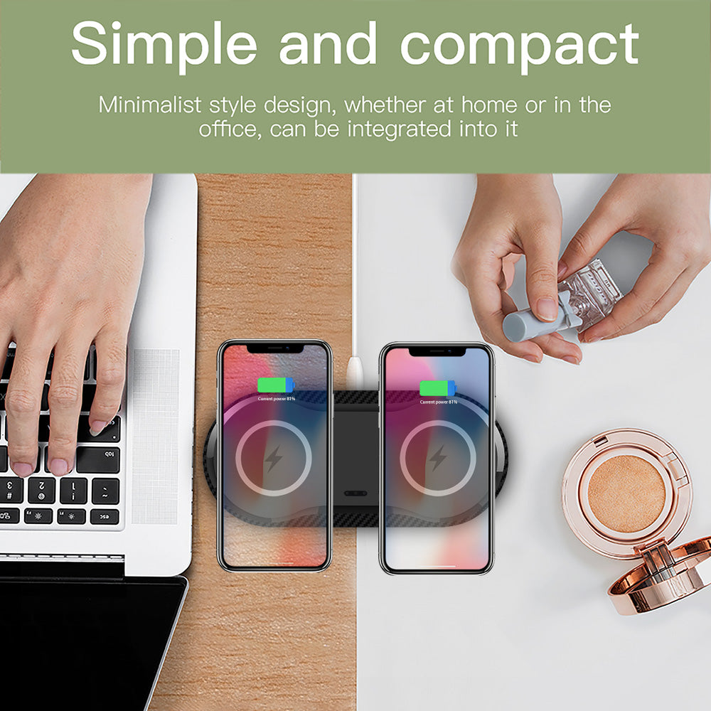 Dual Wireless Charger Pad for Two Phones, 5W or 10W Charging Station