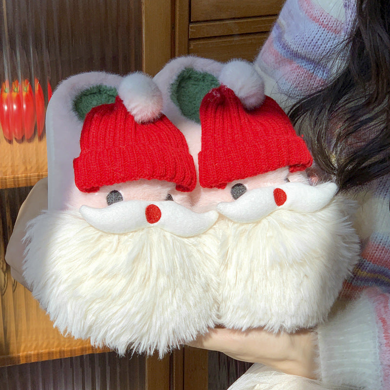 Cute Santa Claus Plush Slippers for Warm Winter Indoor Wear