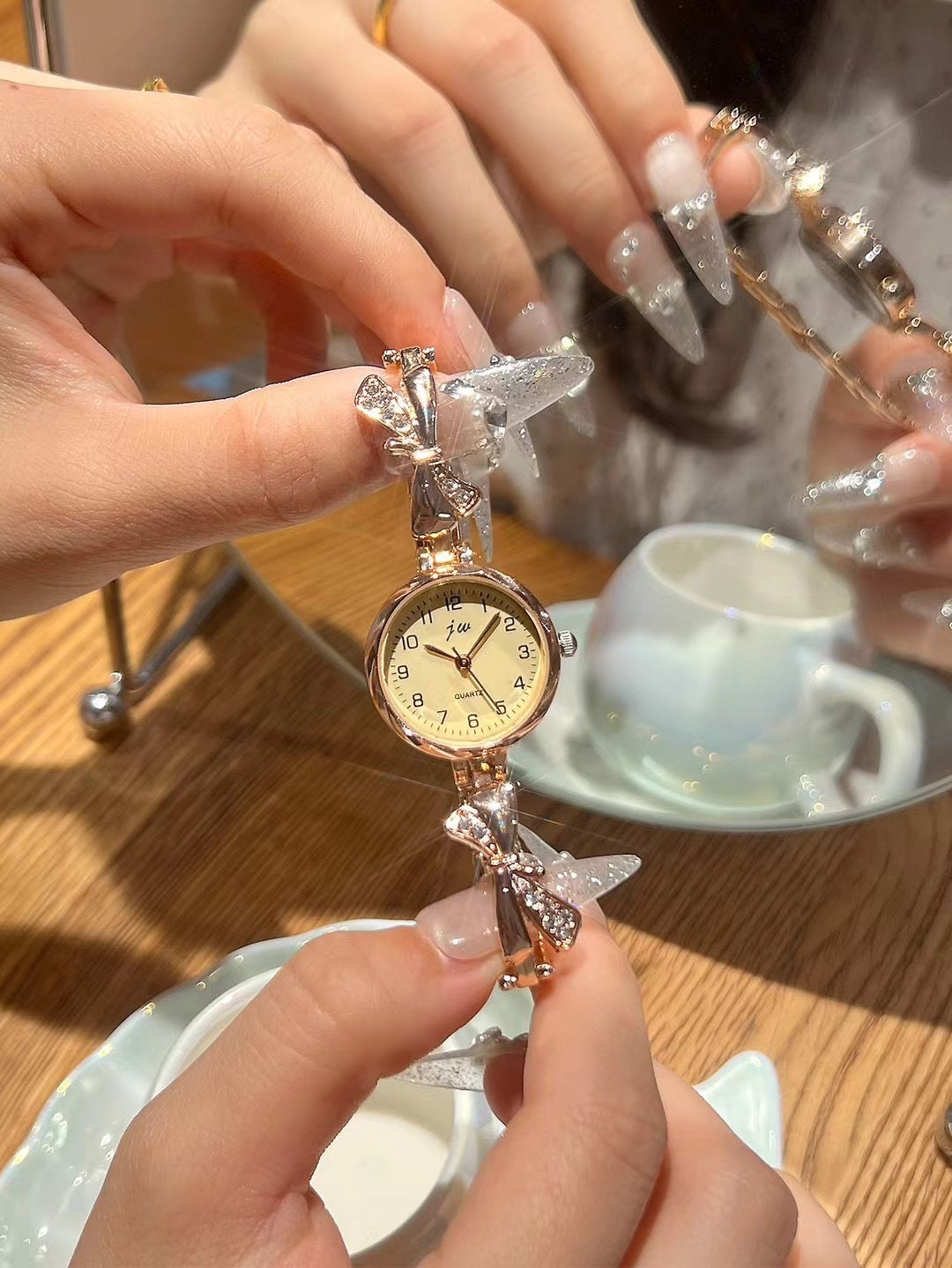 Women's Rose Gold Bracelet Watch with Slim Case, Gift Ready