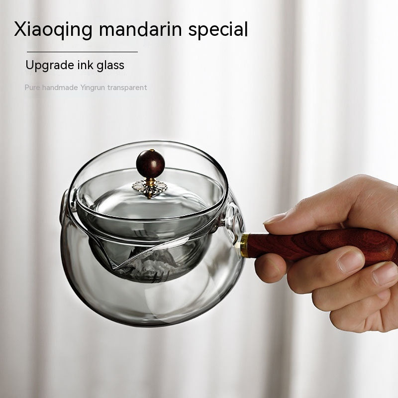 Heat-Resistant Glass Teapot With Infuser, Wooden Handle