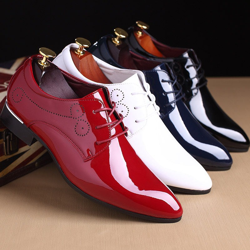 Men's Leather Dress Shoes, Business Casual Lace-Up in Many Colours
