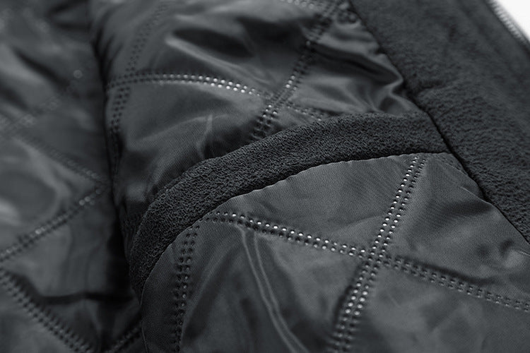 Men's Suede Stand Collar Jacket with Double Zip and Pockets