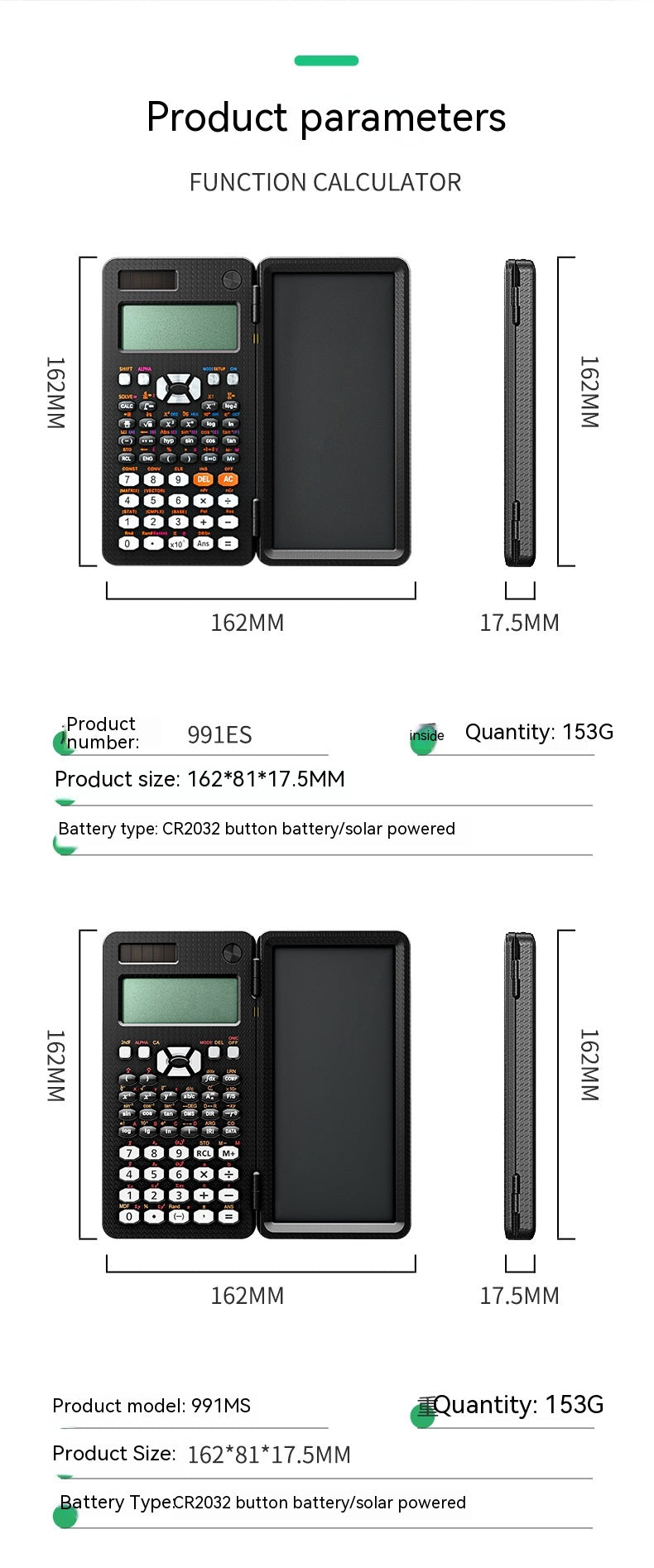 2 In 1 Foldable Scientific Calculator With Handwriting Tablet
