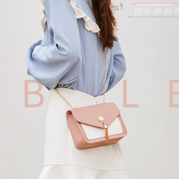 Cute Cat Tassel Crossbody Bag for Women, Small Chain Messenger Bag