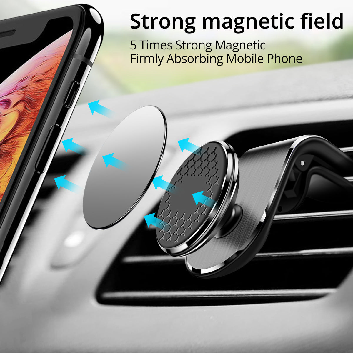 Magnetic Car Phone Holder for Air Vent with 360 Degree Rotation