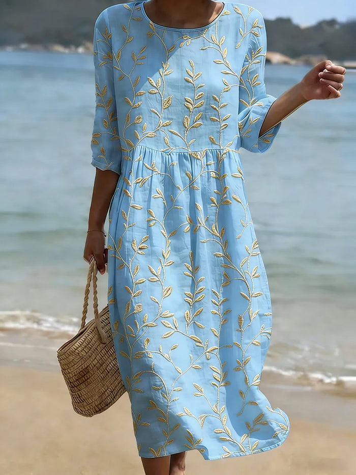 Natalie | Elegant blomstret midikjole