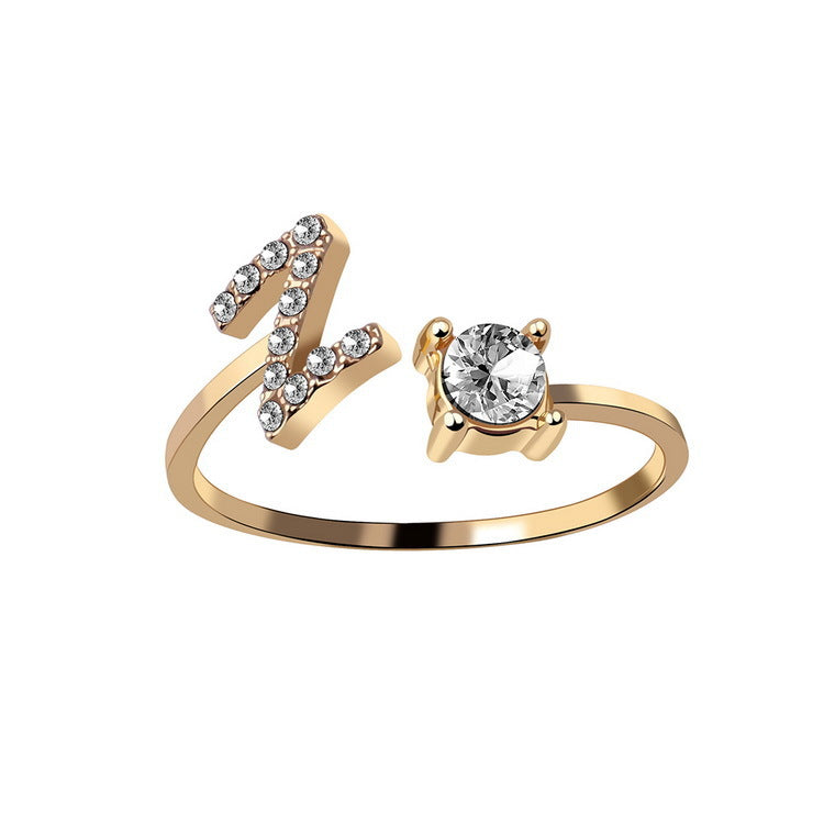 Adjustable Initial Letter Ring In Gold, Silver Or Rose Gold