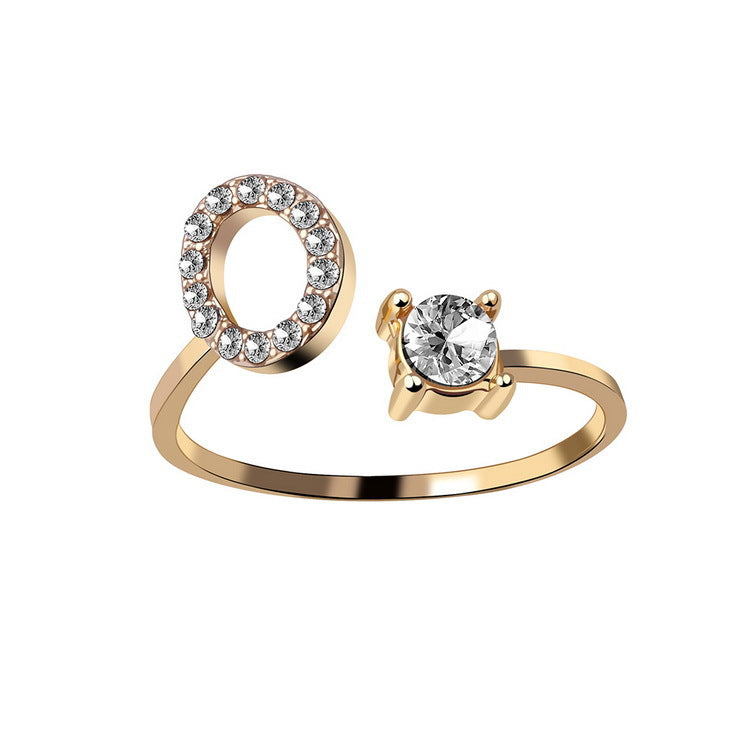 Adjustable Initial Letter Ring In Gold, Silver Or Rose Gold
