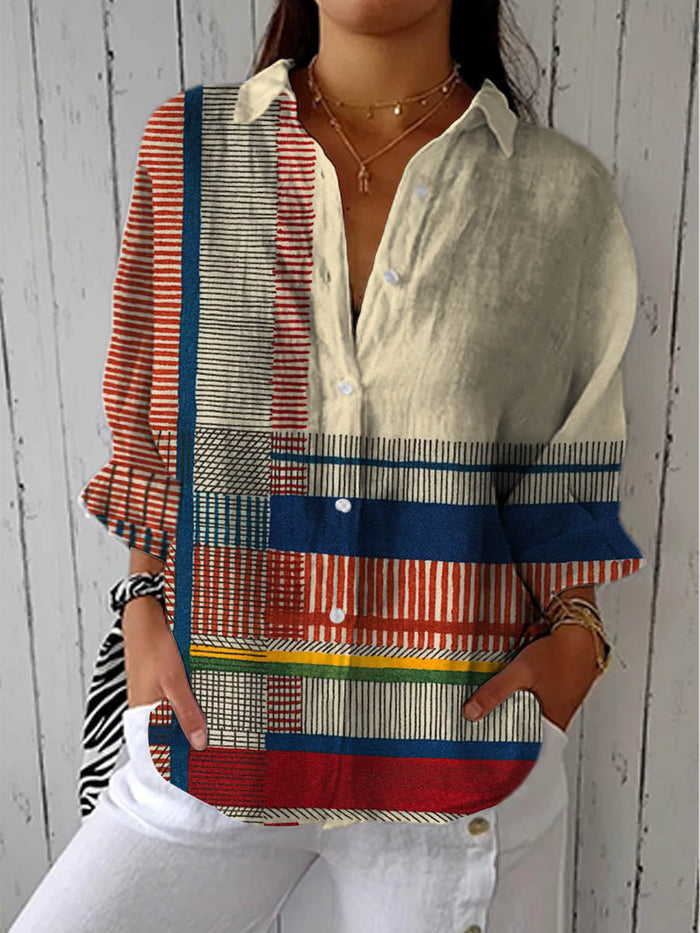 Debra | Klassisk bluse med kunstnerisk mønster