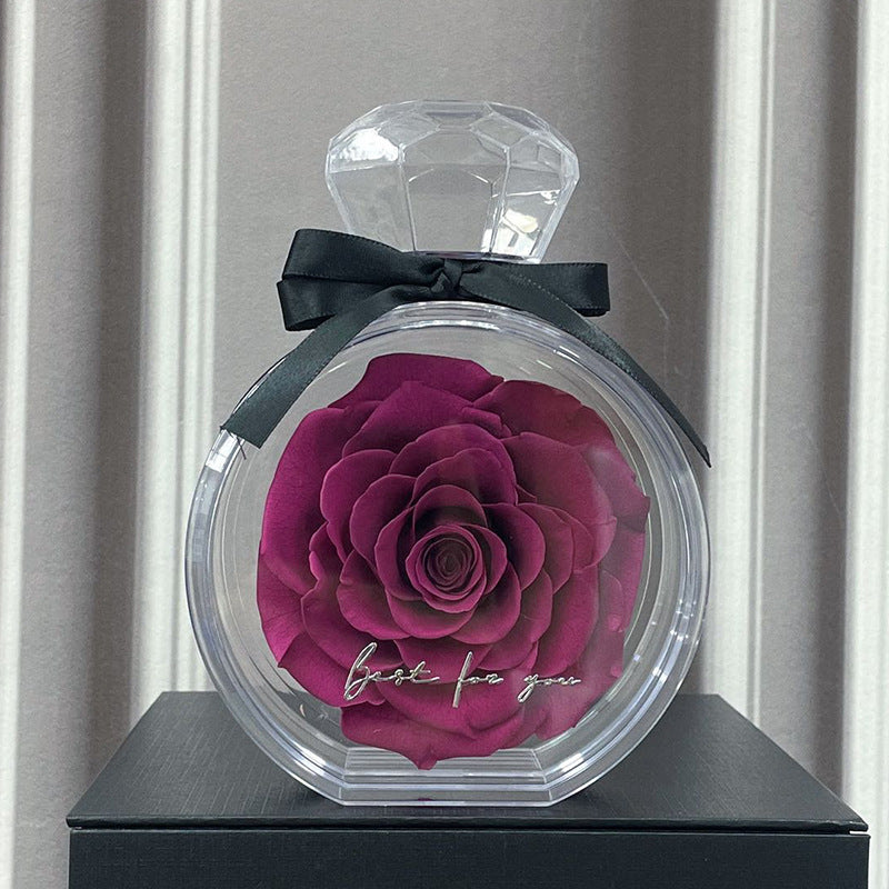 Natural Eternal Rose Flower Gift Box with Transparent Cover