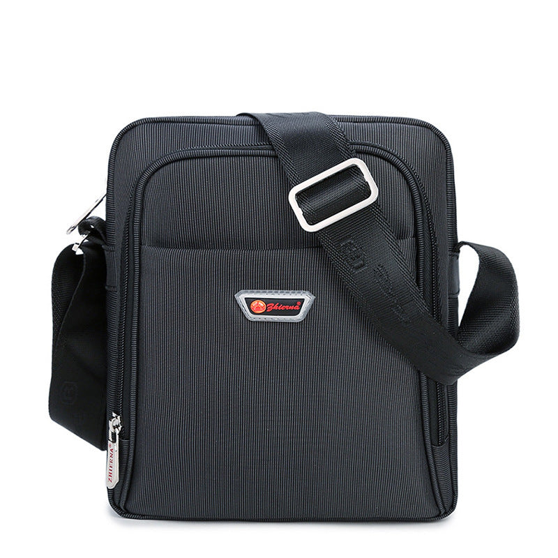 Men's Oxford Cloth Shoulder Bag, Square Messenger Handbag with Zip