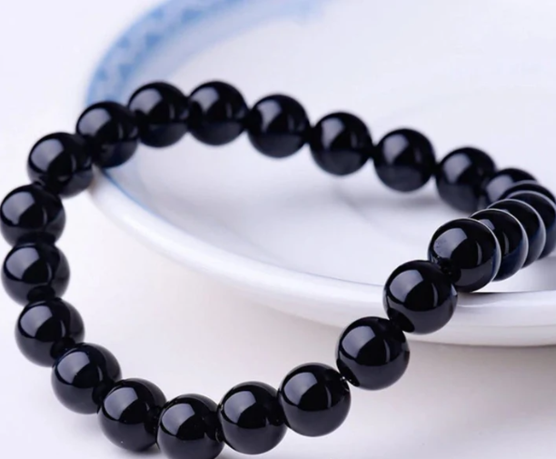Natural Black Onyx Bead Bracelet for Women and Men, 6mm to 10mm
