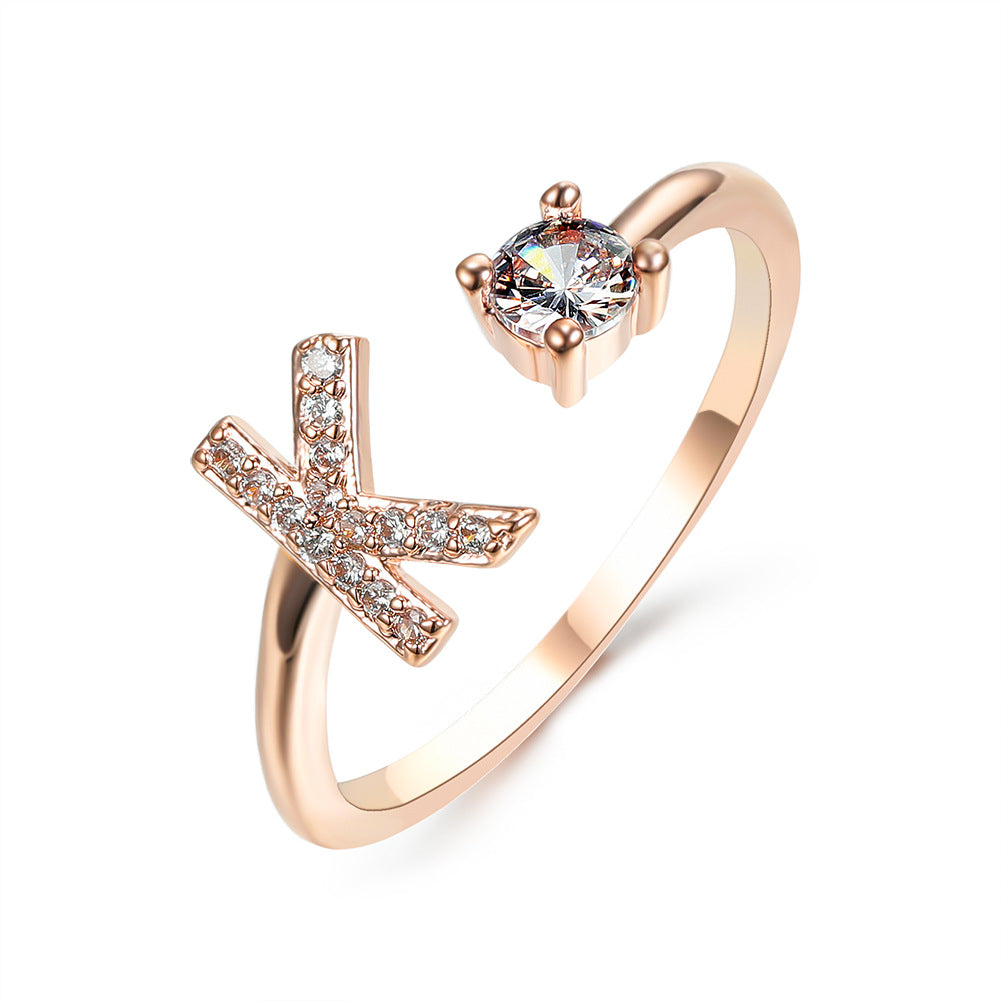 Adjustable Initial Letter Ring In Gold, Silver Or Rose Gold