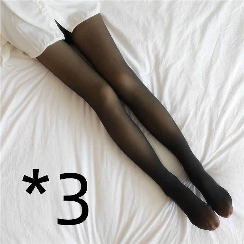 Women's Fleece Lined Translucent Tights For Autumn And Winter