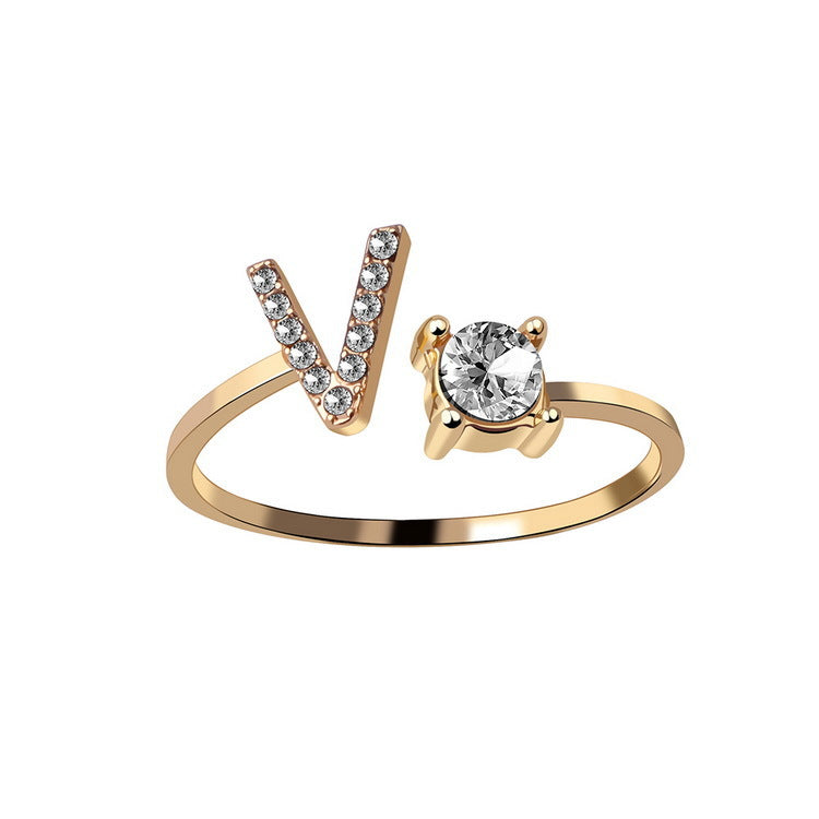 Adjustable Initial Letter Ring In Gold, Silver Or Rose Gold