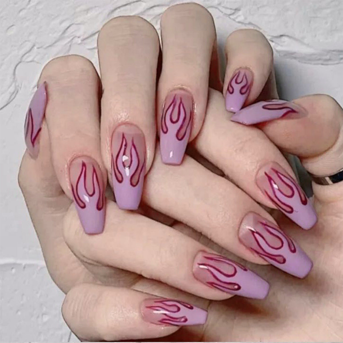Press-On Soft False Nails, Finished Wearable Nails in Blue, Purple and Pink