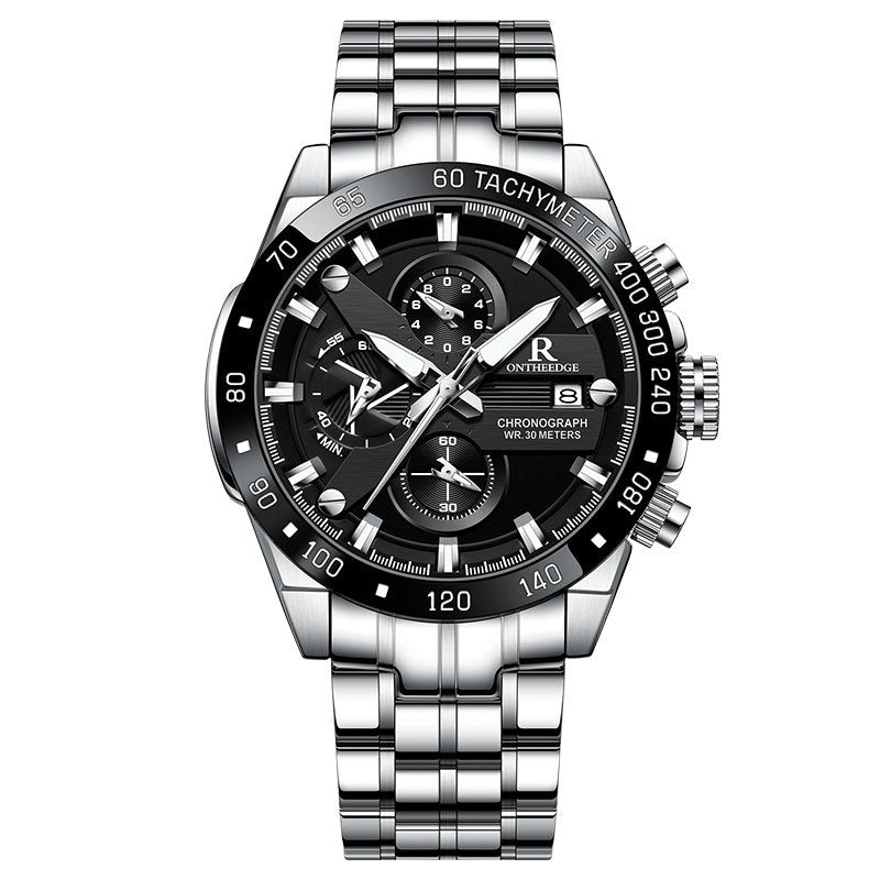 Men's Simple Water-Resistant Quartz Watch with Steel Strap