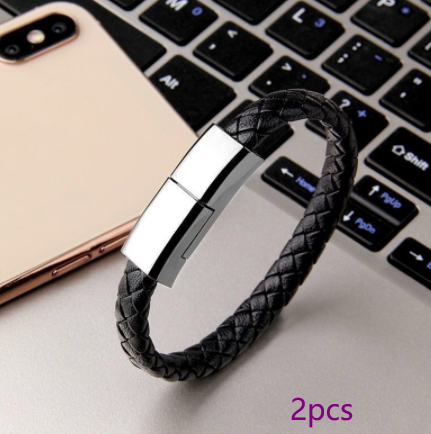 Leather Bracelet Charging Cable, Wearable USB Data Cord