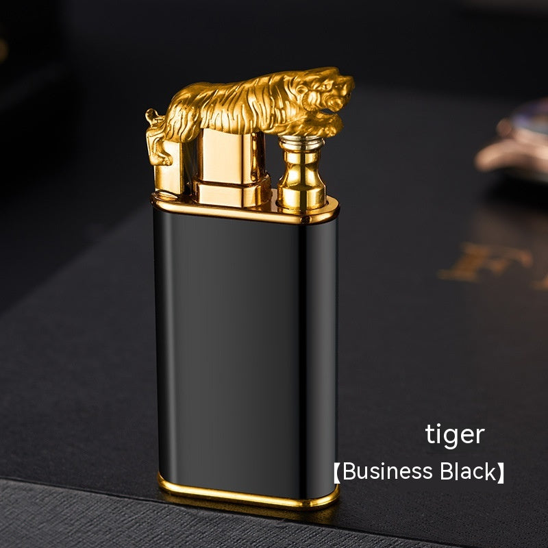 Windproof Metal Gas Lighter With Blue Flame And Double Fire