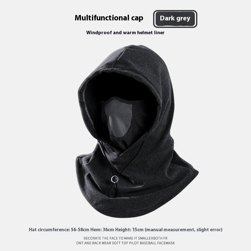 Winter Thermal Fleece Neck Warmer Hood, Windproof Riding Hat