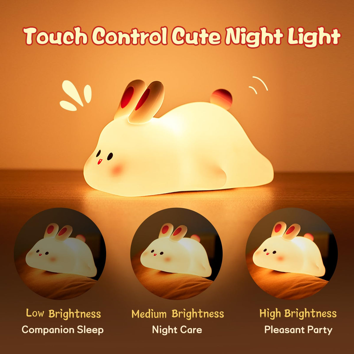 Cute Silicone Touch Night Light for Kids with Soft Squishy Finish