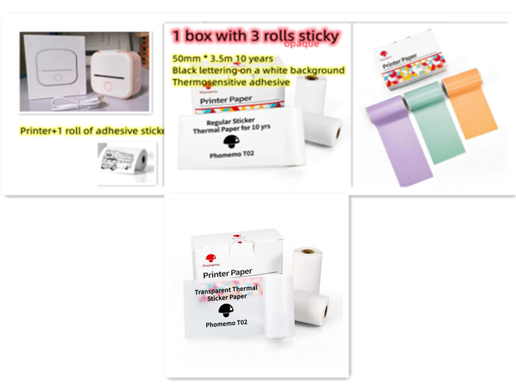 Portable Mini Bluetooth Thermal Label Printer, Inkless Printing