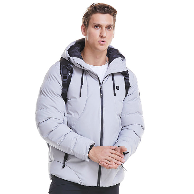 Unisex USB Heated Down-Style Jacket, Hooded Winter Coat