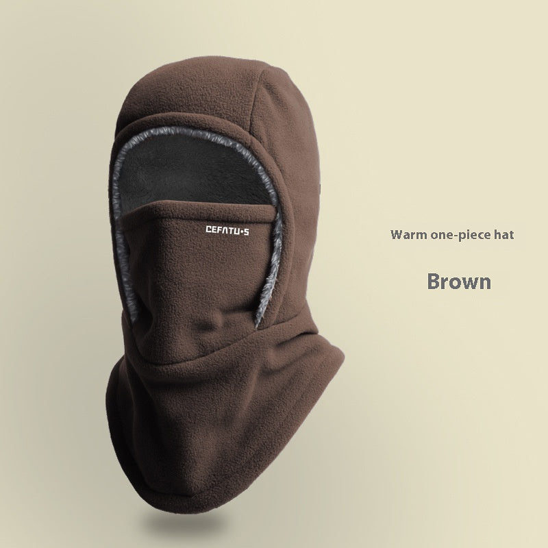 Winter Fleece Hooded Scarf With Face Cover, Windproof