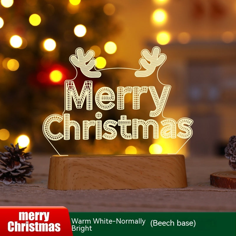 3D Acrylic LED Night Light Christmas Lamp with Warm Glow