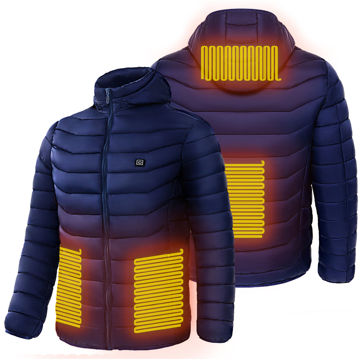Men's Heated Puffer Jacket With 9 Heat Zones And Hood