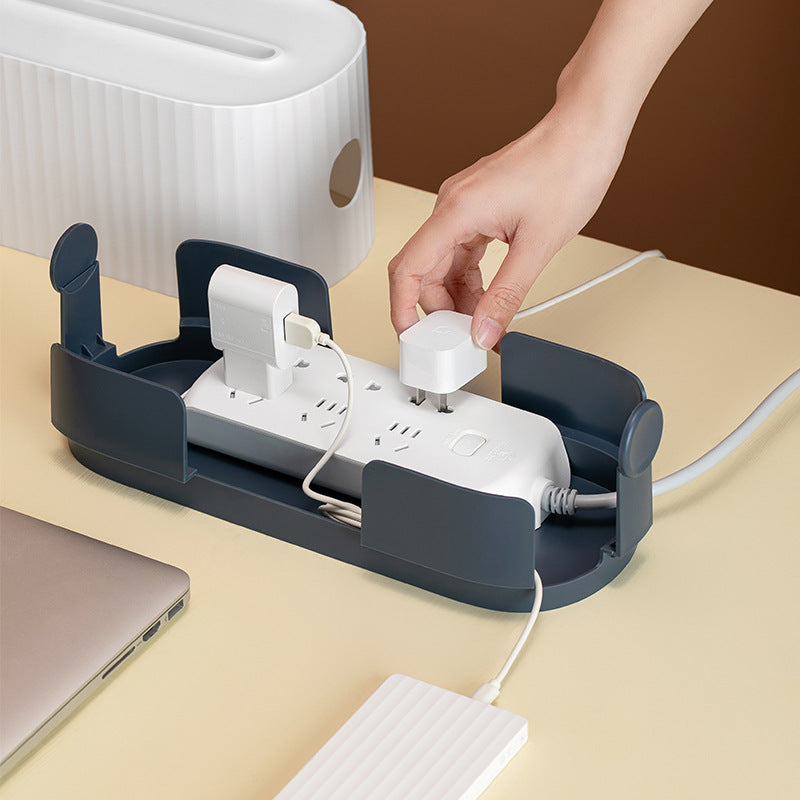 Anti-Dust Power Strip Cable Storage Box to Hide Wires and Chargers