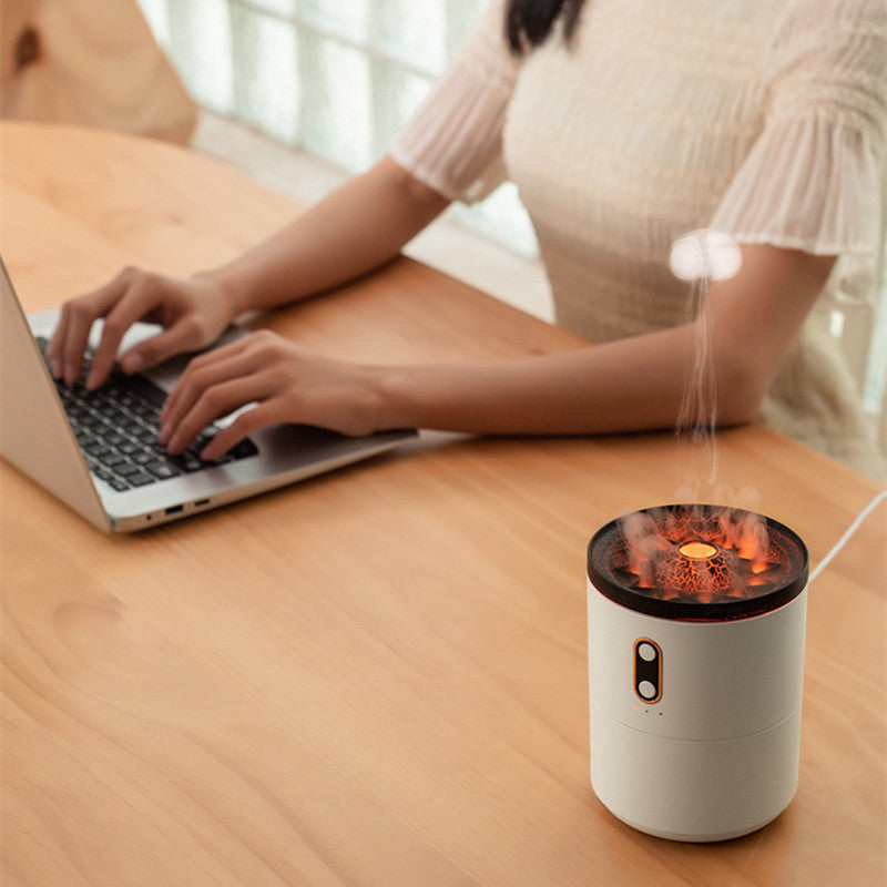 Volcanic Flame Aroma Diffuser With Jellyfish Air Humidifier Light