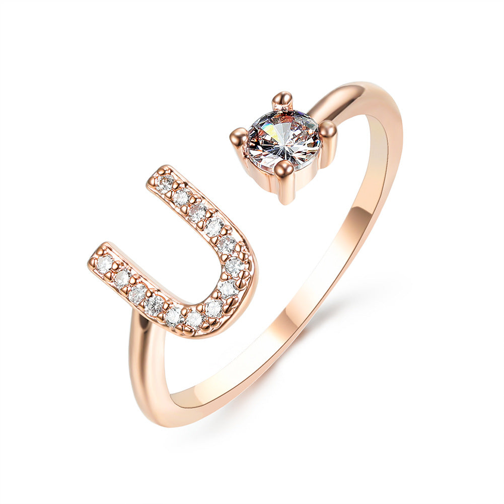 Adjustable Initial Letter Ring In Gold, Silver Or Rose Gold