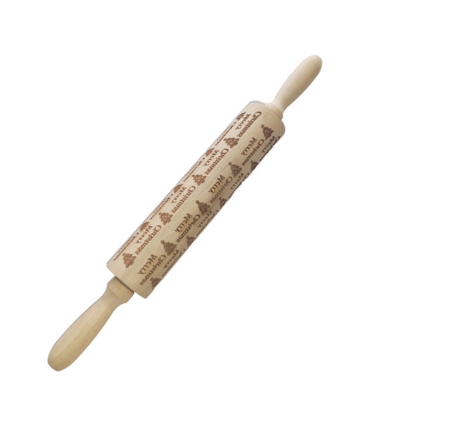 Wooden Christmas Embossing Rolling Pin for Cookies and Dough