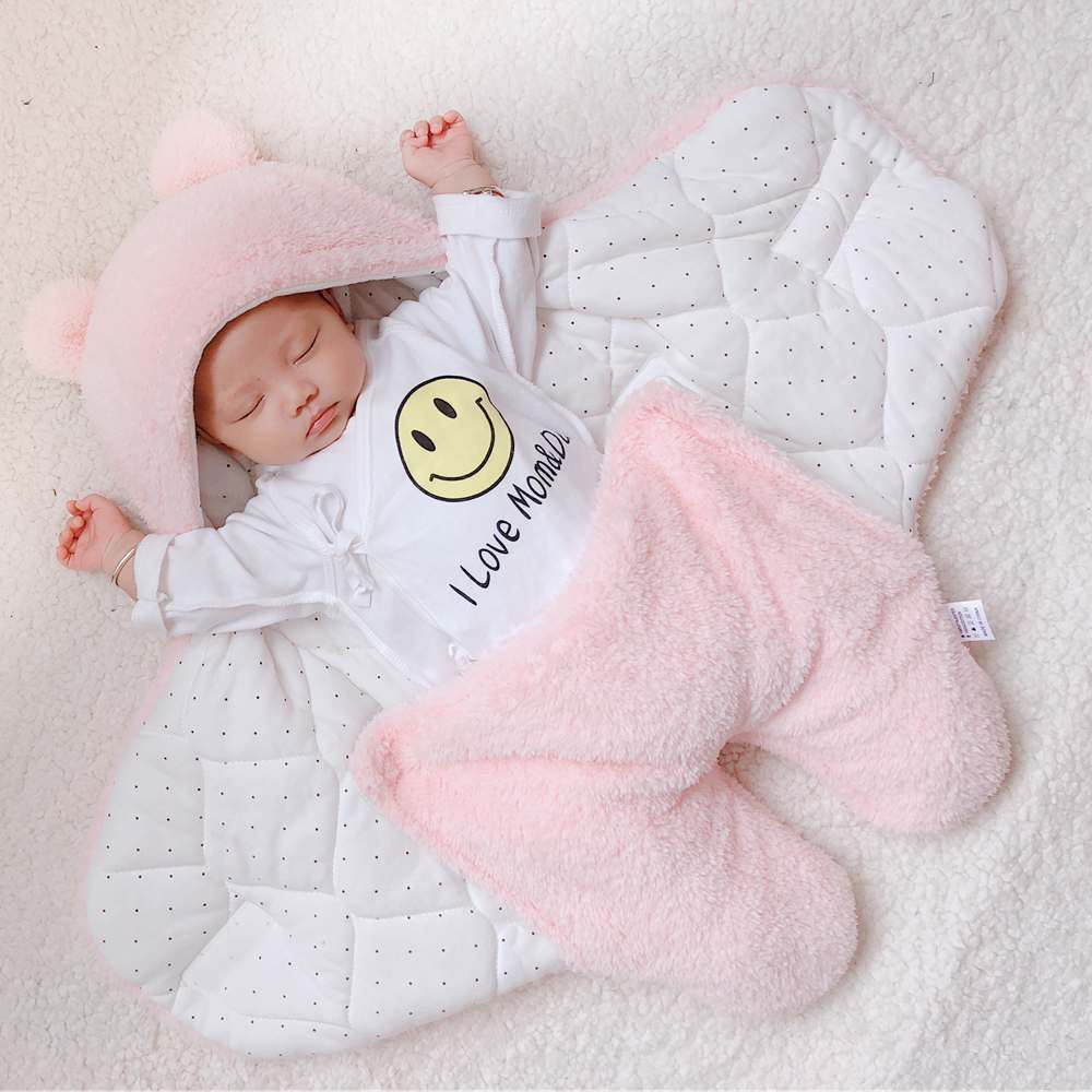 Fleece-Lined Baby Sleeping Bag, Winter Newborn Swaddle