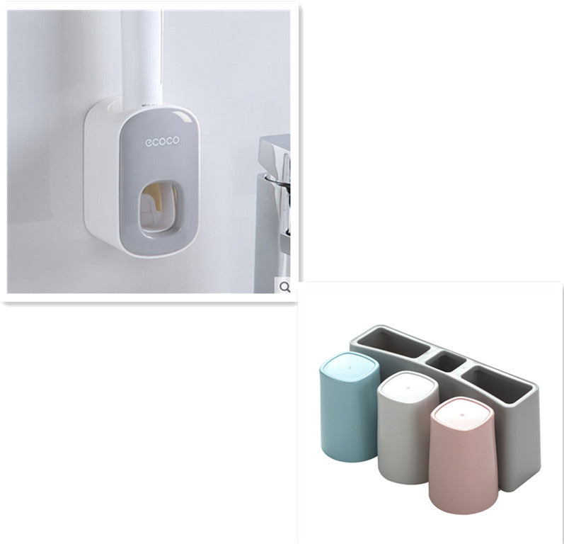 Wall Mounted Automatic Toothpaste Dispenser And Toothbrush Holder