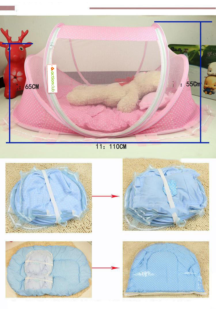 Foldable Baby Bed Net With Pillow Net 2 Piece Set