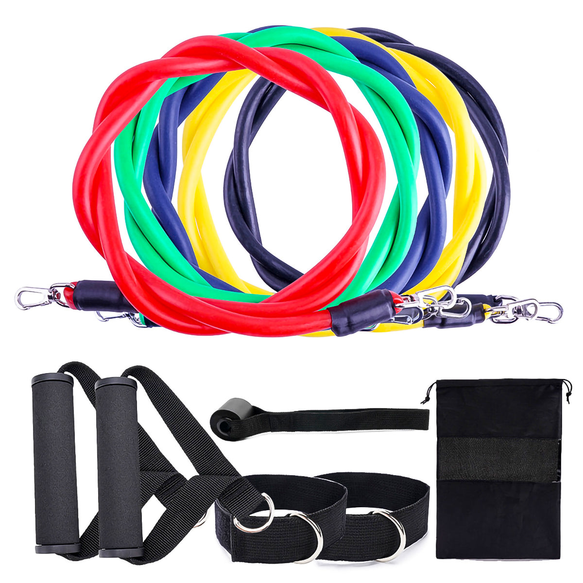 Resistance Band Set with Handles, Elastic Rally Rope for Home Workouts