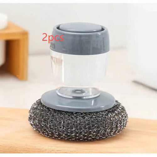 Kitchen Soap Dispensing Palm Brush, Push-Type Dish Scrubber