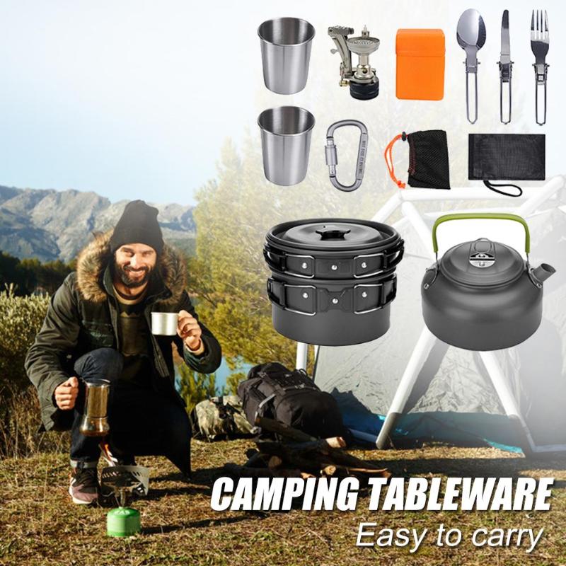 Aluminium Camping Cookware Set, Anodised Pots and Pans for Outdoors