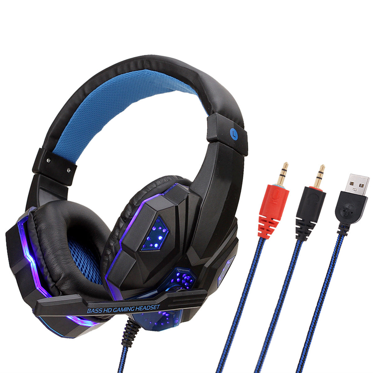Wired Gaming Headphones with LED Lights, Over-Ear Headset for PC