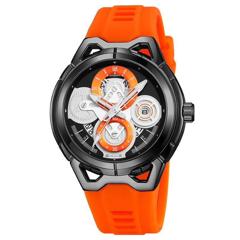 Men's Quartz Watch with Colourful Strap and Black or Silver Case