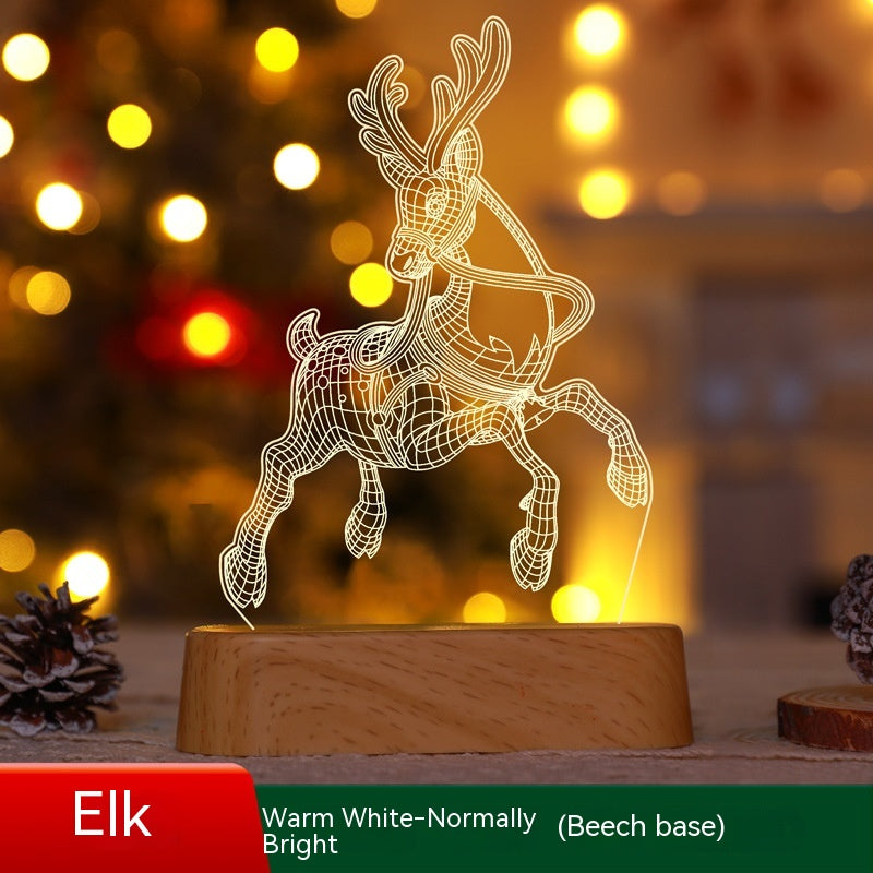 3D Acrylic LED Night Light Christmas Lamp with Warm Glow