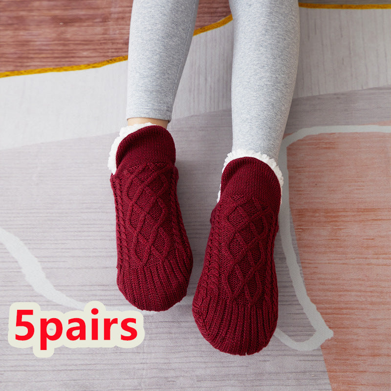 Thick Wool-Blend Home Socks, Non-Slip Warm Slipper Socks