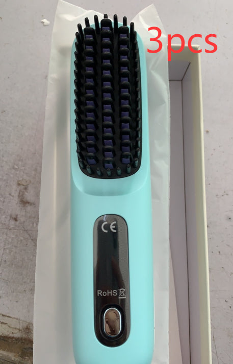 2-in-1 Cordless Hair Straightener Brush, USB Rechargeable