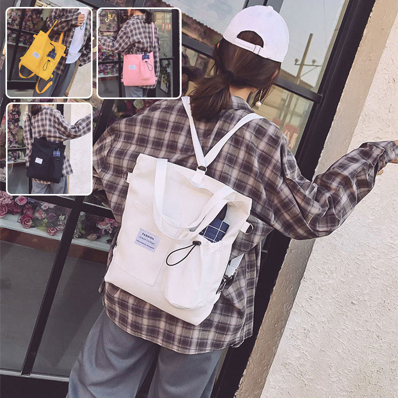 Harajuku Canvas Backpack With Pockets For Students And Women