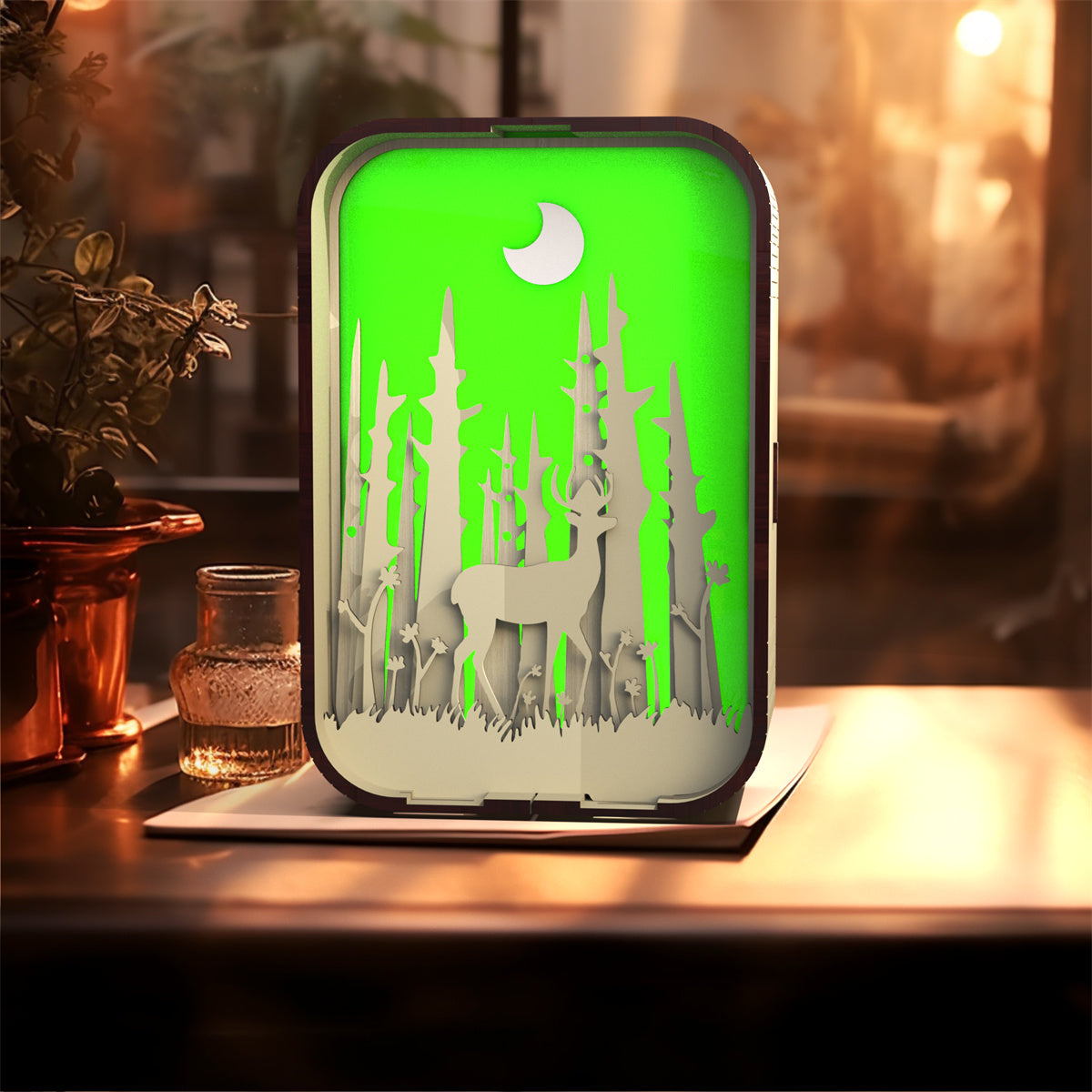 Woodcarving Bedside Night Light, Minimalist Creative Desktop Decoration