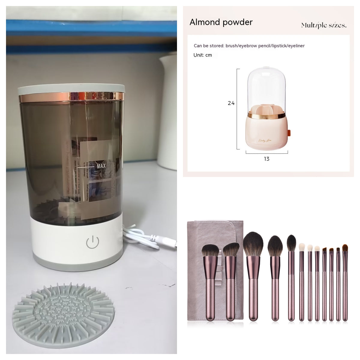 Electric Makeup Brush Cleaner With USB Charging, Automatic Spin