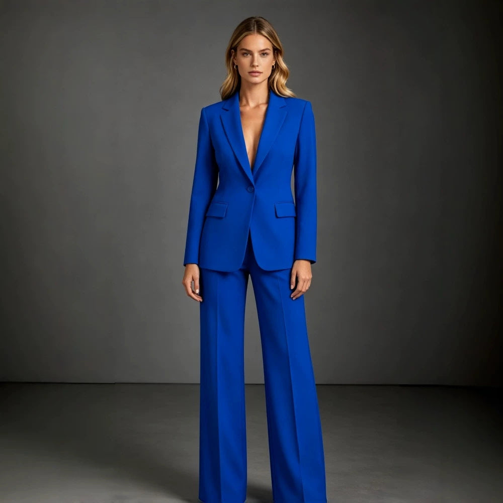 Women's Slim Fit Blazer and Trousers Two-Piece Office Suit