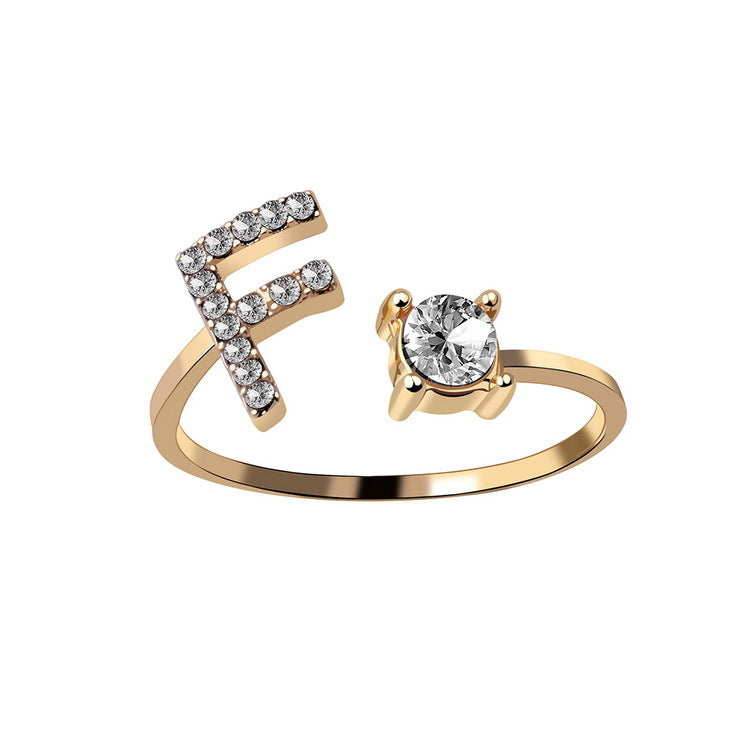 Adjustable Initial Letter Ring In Gold, Silver Or Rose Gold